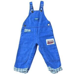 Osh kosh b’gosh vintage made in USA vestbak overalls 18M patchwork holiday bus